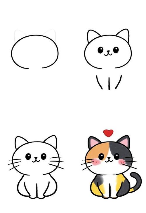 线上美术小花猫图片_软萌小花猫图片，儿童美术课适用