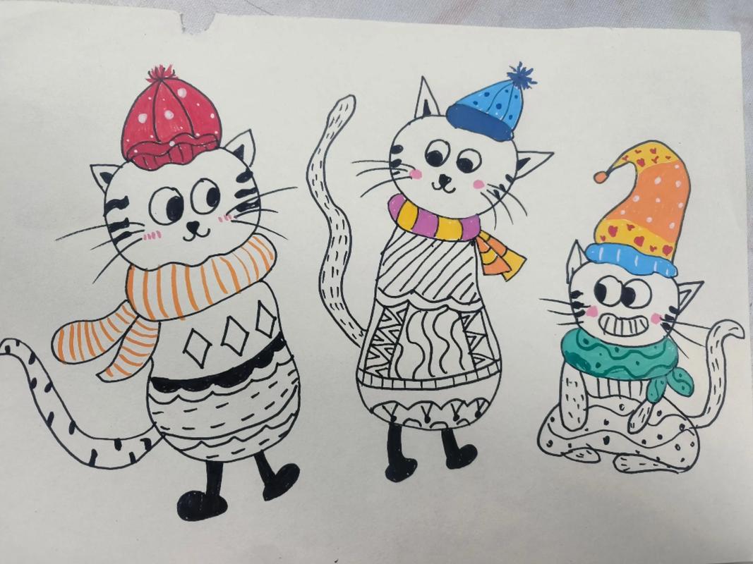线上美术小花猫图片_软萌小花猫图片，儿童美术课适用